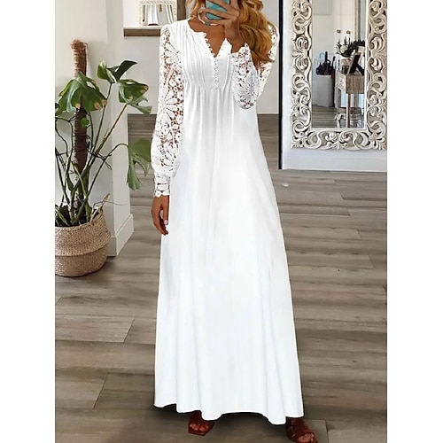 Damen Midikleid Casual kleid A Linie Kleid Stilvoll Brautkleider schlicht Urlaub Täglich Regular Fit Blumen Kurzarm V Ausschnitt Weiß Rosa Rote Leicht Blau Sommer Image