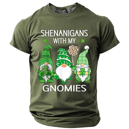 St. Patrick Herren Shamrock Irisches T-Shirt Kurzarm T-Shirt 3D Druck Rundhals T-Shirt Designer Freizeit Party Feiertag Club Schwarz Grün Grau Sommer Frühjahr Bekleidung Bekleidung S M L XL XXL XXXL Image