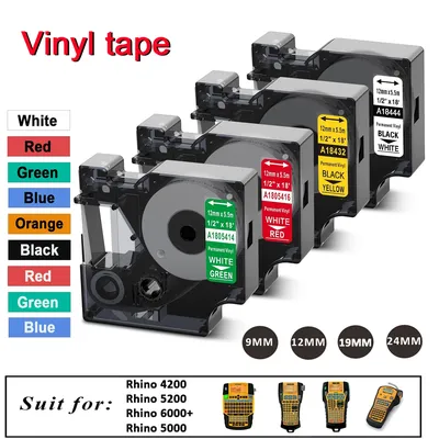 Compatible DYMO Rhino Vinyl Industrial Tape 18431 18443 18432 18444 1805435 18433 18445 1805431 For