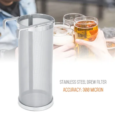 300 Micron Stainless Steel Homemade Brew Beer Hop Mesh Filter Strainer with Hook Beer Brew Strainer