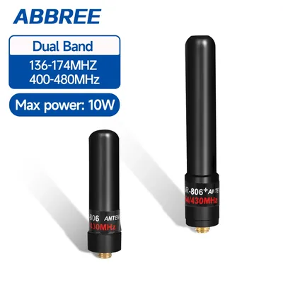 ABBREE AR-806+ Dual Band Mini Antenna SMA-Female VHF UHF 10W High Gain For Baofeng UV-5R BF-888S