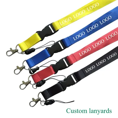 50pcs Free Custom colorful Logo Safety Hanging Neck Lanyard Keychain Straps for Phone Strap ID Card Badge Holder Rope 2cm Width