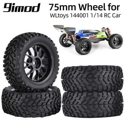 88/75mm Off Road Buggy Tires Wheel 12mm Hex Hubs for Wltoys 144001 1/14 1/16 1/10 Axial Scx10