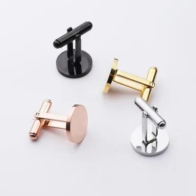 10Pcs/Lot High Quality 15mm 20mm Round Cufflinks Stainless Steel Mirror Polish Blank Cufflinks For