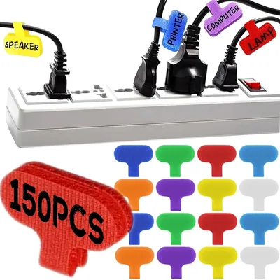 Self Adhesive Cable Labels Reusable Writable Cord Label Tags Cable Management Wire Organizer for