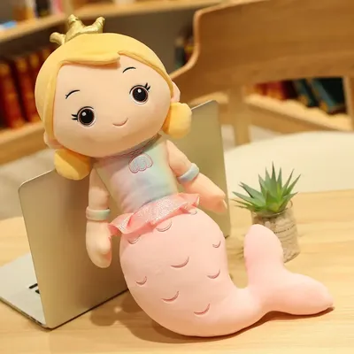 Cartoon Beautiful Crown Mermaid Plush Toy Stuffed Little Mermaid Doll Kids Girl Home Decoration Girls Girlfriend Birthday Gifts