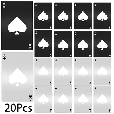 20Pcs Poker Card Bottle Openers Stainless Steel Can Openers Beer Opener Ace Card Bottle Cap Openers