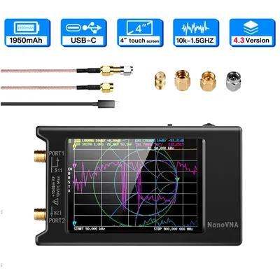 2024 New Updated10k-1.5GHz NanoVNA-H4 4inch Vector Network Analyzer HF VHF UHF Antenna Analyzer V4.3