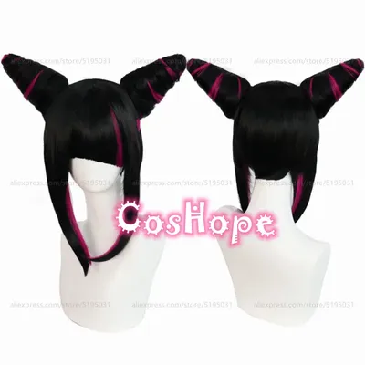 Han Juri Cosplay Wig Black Rose Red Wig Cosplay Anime Cosplay Wigs Heat Resistant Synthetic Wigs