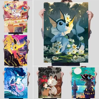 Children's Art Hanging Painting, Pokémon Pikachu, Anime Poster, Cartoon Canvas Painting, Children's
