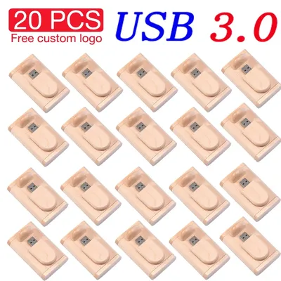 JASTER 20 PCS LOT Free Custom Logo USB 3.0 Flash Drive 128GB Beautiful Wooden Box Memory Stick 64GB