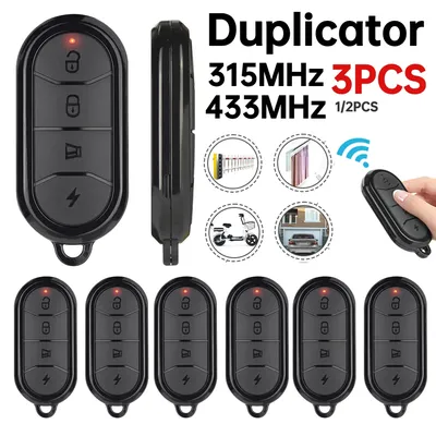 3/2/1PCS 433MHz/315MHz Cloning Duplicator Auto Copy Remote Controller 4 Buttons Replacement Key Fob