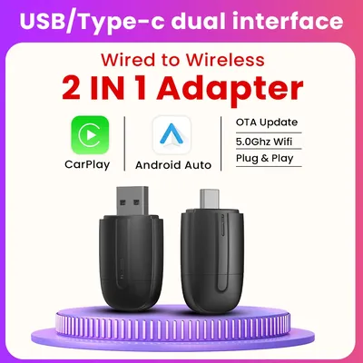 Android Auto Wireless Carplay Type-c USB Bluetooth Wifi Plug and Play 2In1 Dongle For Chevrolet
