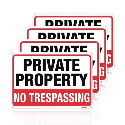 1pc Private Property No Trespassing Sign Metal Signs 20x30CM Rust Free Aluminum, Indoor & Outdoor
