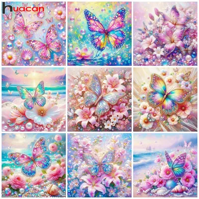 Huacan Full Diamond Mosaic Animal Butterfly DIY Drill Painting Flower New Collection Art Wall Decor