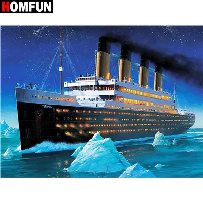 HOMFUN Square Round Drill 5D Diamond Painting Environmental Crafts Full Diamond Embroidery "Ship"