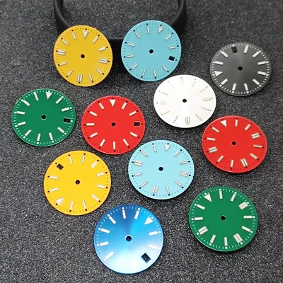 28.5mm sterile luminous yellow black blue green watch dial is suitable for NH35/8215/2836 movement