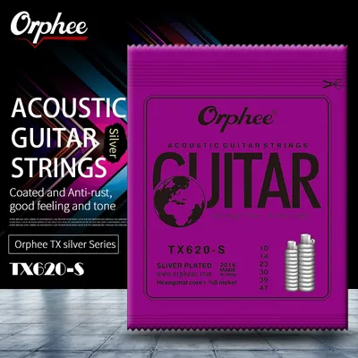 Orphee TX620-S Acoustic Guitar Strings Medium Carbon Steel Hexagonal Core Silver Plated Wound