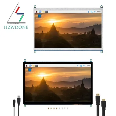 HZWDONE Raspberry Pi Screen 10.1" Touchscreen 1024x600 HDMI Portable Monitor with Fix Hole for