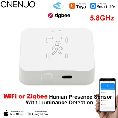 Tuya WiFi or Zigbee Human Presence Sensor MmWave Radar Detector With Luminance Sensor For Smart Home