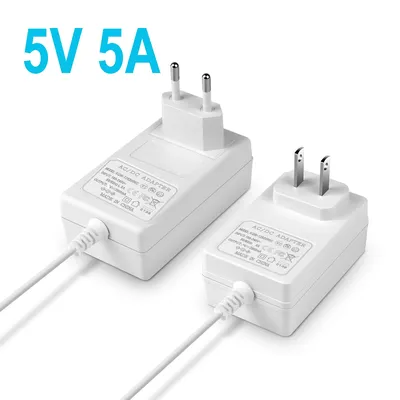 AC100V-240V To DC 5V Power Adapter 5A Full Watt Power Supply 2.1mm x 5.5mm Lighting Transformer for