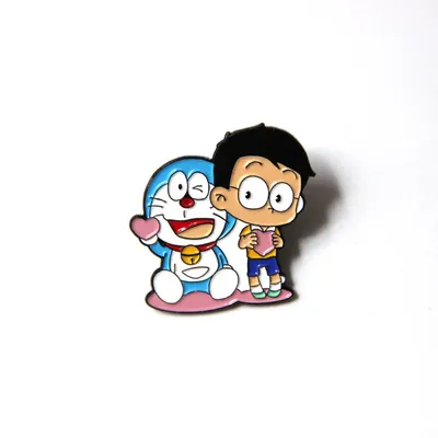 Disney Cartoon Anime Peripheral Emblem Machine Cat Doraemon Nobita Kangfu Cartoon Brooch