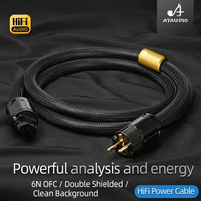 ATAUDIO Hi-end 6N OFC HiFi Audio EU/US/AU Power Cord Double Shielding Connection Filterure Amplifier