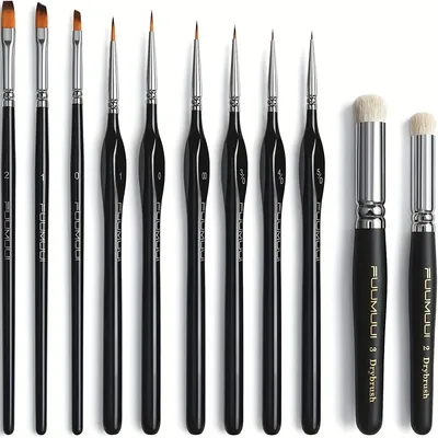 Miniature Paint Brushes with Dry Brush Set for Miniature Painting, 11Pcs Miniature Model Paint Brush