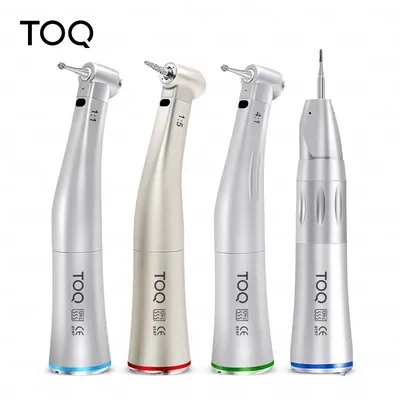 Dental LED Fiber Optic Handpiece set 1:5 Red Ring/4:1/1:1 Contra-Angle 1:1 Straight Nose fit to all