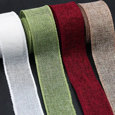 (5 meters/pack) 40mm colored linen ribbon wire edge ribbons flower lace gift box cake packaging