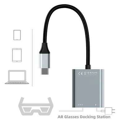 2 in 1 USB-C HUB PD100W&Data Transfer Fast Charging Adapter HDMI to USB C Adapter For XREAL AIR/AIR2