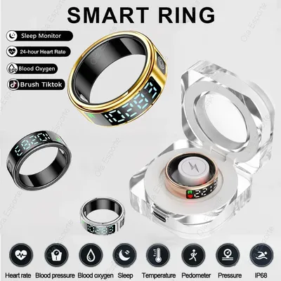 Smart Ring For Men Women Heart Rate Blood Oxygen Monitoring Multi Sports Modes 5ATM & IP68