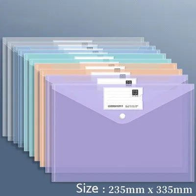 10 PCS Plastic Folders for Document, A4 Size Plastic Envelopes with Snap Closure, Clear File Folders