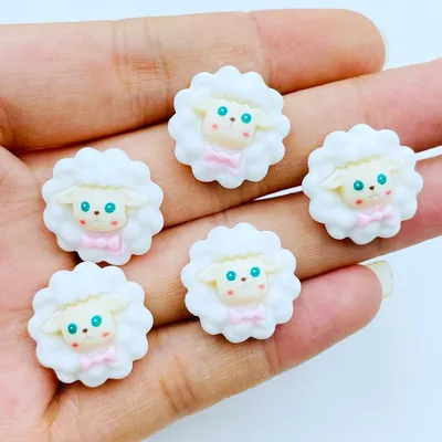 10 Pcs New Mini Kawaii Cartoon Animal Little Sheep Resin Cabochons Scrapbook Diy Party Hairpin Accessories Decorate Craft A126