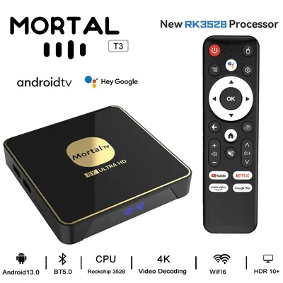 Mortal T3 Smart TV Box Android13 Rockchip3528 Google Assistant Wifi6 Transmission 4GB32GB Bluetooth