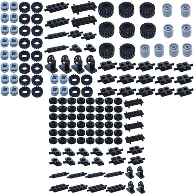City Cars Wheel Sets Pack Tires DIY Models Shaft Plate Holder Axle with Pin Building Blocks