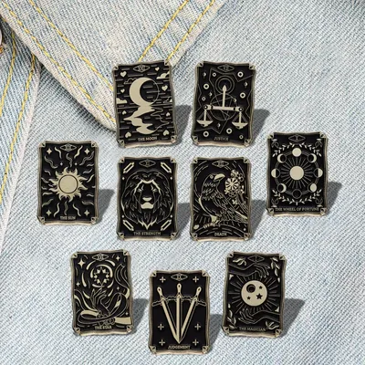 Dark Witch Pines Lapel Badges Punk Gothic Jewelry Gift for Friends Black Tarot Enamel Brooch Custom