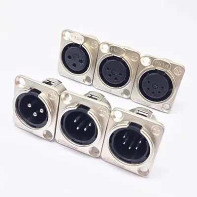 5/20/100PCS 3/4/5pin Male Female Panel Audio Microphone Jack Plug Connector Copper Contact XLR