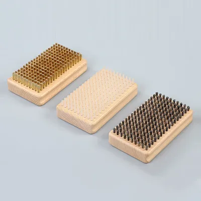 NEW 1PC Wooden Handle Brass/ Nylon/ Horsehair Ski Waxing Brush Snowboard Maintenance Tool