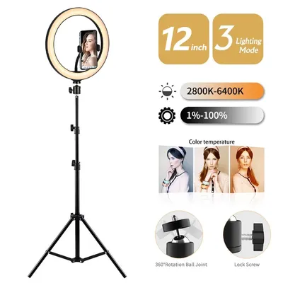 12inch Ring Light 26cm LED Selfie Photography Fill Lamp With 50cm Tripod & Remote control for Tik