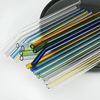 20Pcs Colorful Glass Straws Reusable for Outdoor Picnic Camping Smoothies Shakes Tea Juice Cocktails