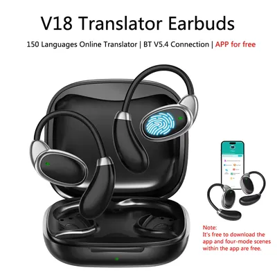 V18 Language Translator Earbuds 150 Languages High Accuracy Smart Wireless Instant Translator Device