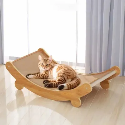 Wooden Cat Scratching Pads Multifuction Cats Sleeping Bed Detachable Wear-resistant Cat Scratch