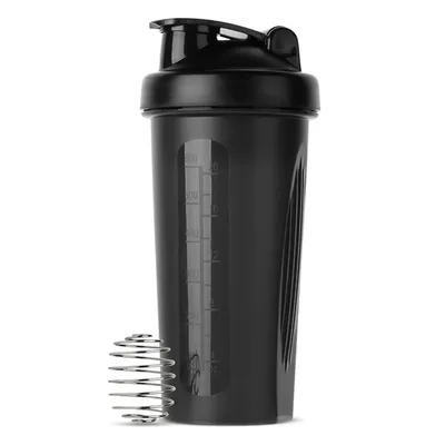 1pc Portable Protein Shaker 600ml Fitness Bottle with Wire Whisk Ball for Fitness Enthusiasts