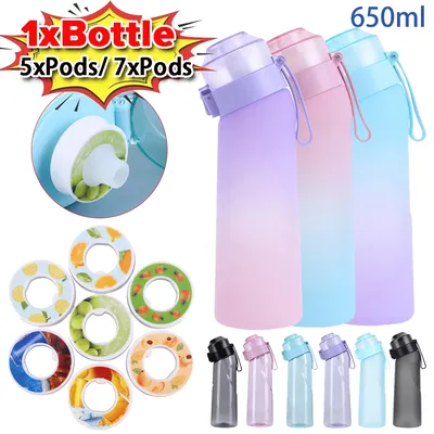 650ML Flavored Water Bottle with 5/7 Flavour Pods Scent Up Water Bottle Portable Reusable Air