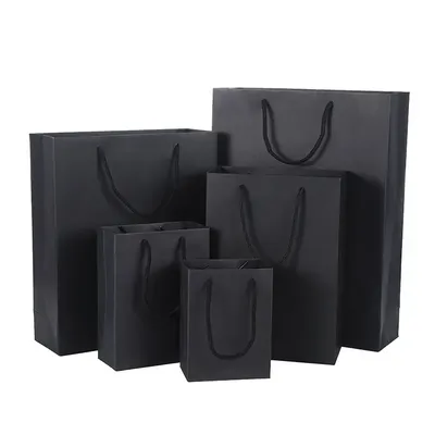 10/20/30PCS Black Kraft Gift Bags With Rope Handles For Party Gift Wrapping Favor Bag Small business