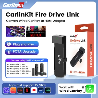 Carlinkit Supports Fire TV Stick Converter TV Streaming Box HDMI Wireless CarPlay TV Adapter for
