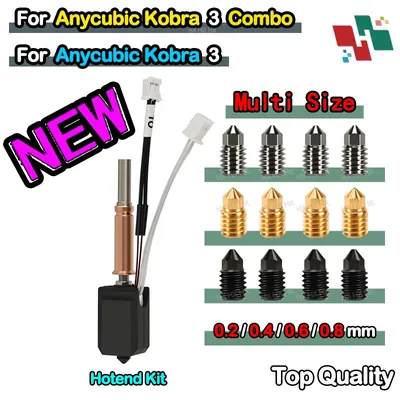 For Anycubic Kobra 3 Hotend Kit New Upgrade Hotend For Anycubic kobra 3 ceramic hotend 3D Printer Brass Hardened steel nozzle