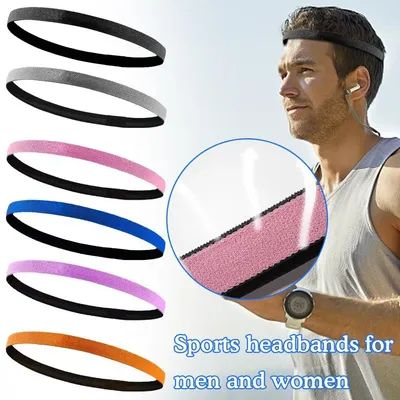 Unisex Sports Hairband Non-Slip Silicone Strip Sweat Guide Elastic Headbands Sweatband Yoga Running