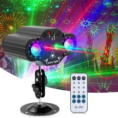 Party lights DJ disco lights, stage laser light projector a variety of patterns voice control flash